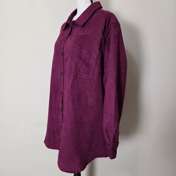 Woman Within 2X (26/28) Faux Suede Shirt Shacket Button Front Long Sleeve - Picture 6 of 16